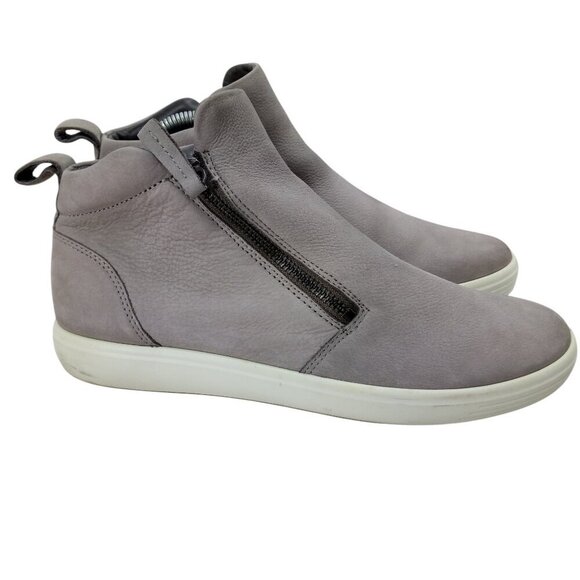 Ecco Soft 7 Zip Ankle Boots Booties Size 41 US 10-10.5 Gray Nubuck Comfort - Picture 13 of 13